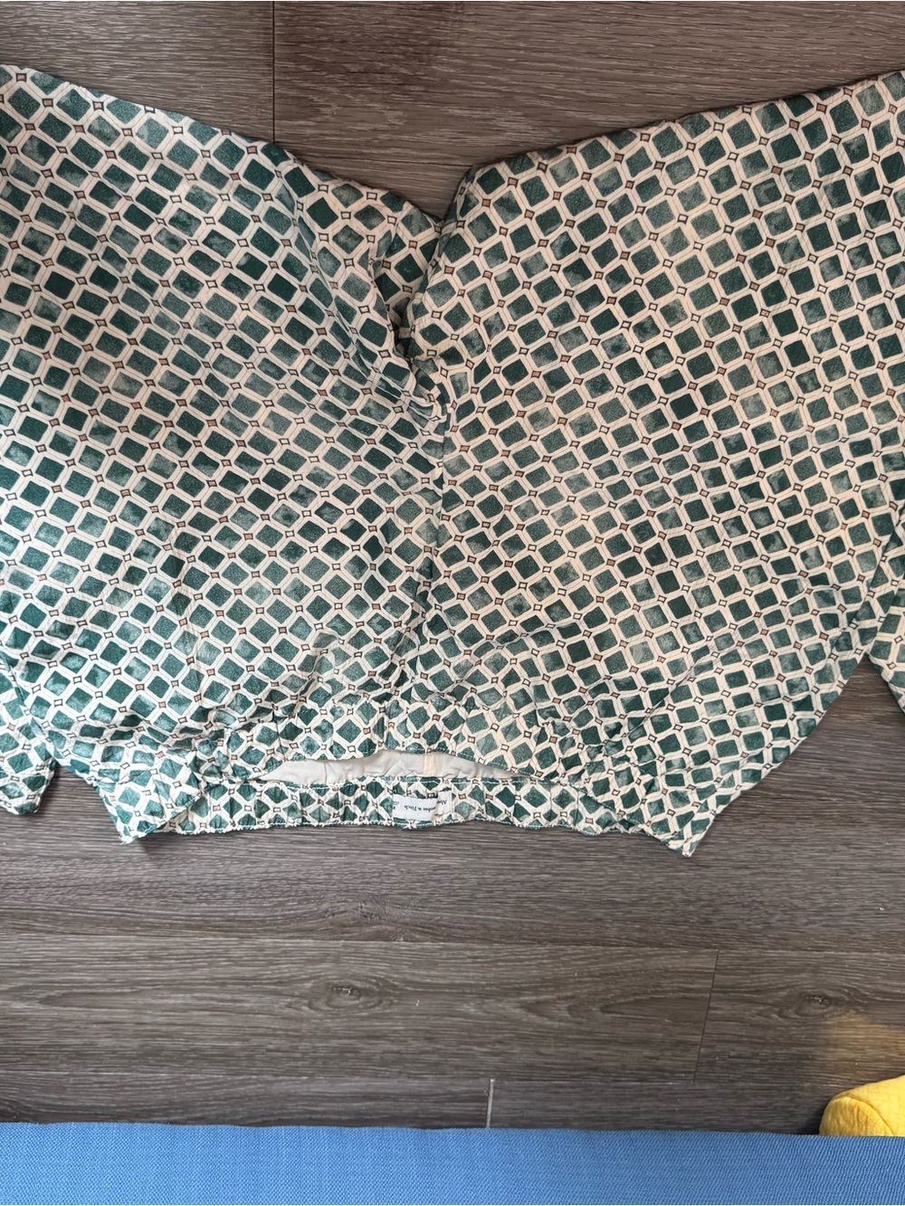Abercrombie & Fitch Green and White Geometric Wide-Leg Pants